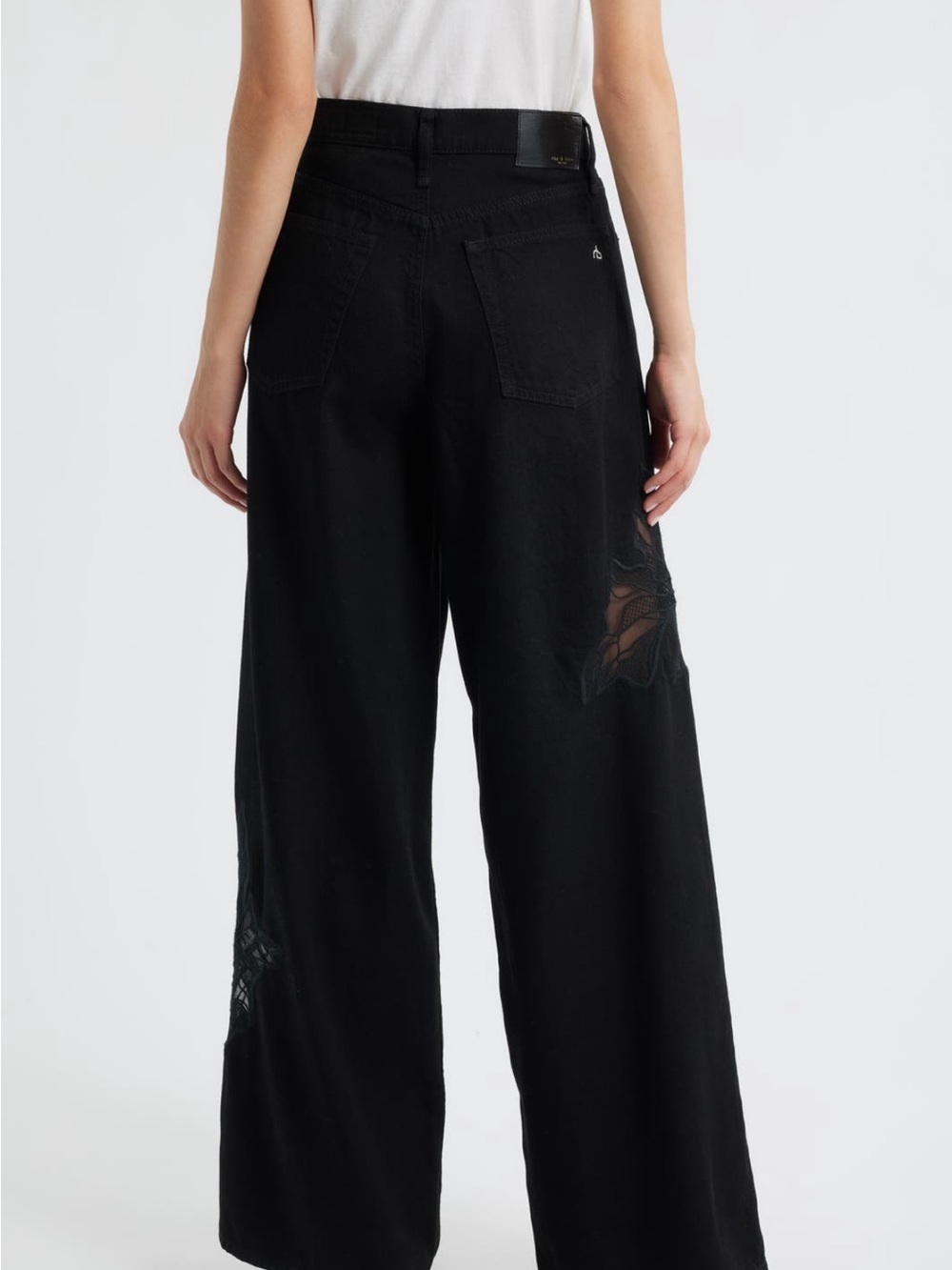 Rag & Bone Featherweight Sofia Lace High Waist Wide Leg Jeans NWT 30 - Picture 10 of 15
